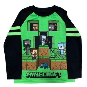 MINECRAFT, boy's t-shirt, size 4-5, Kids Green and Black Long Sleeve Shirt